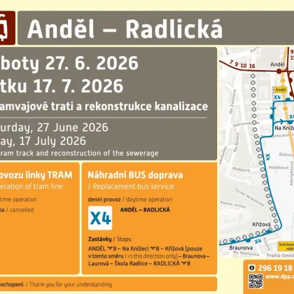 Od soboty nepojede tramvaj na Radlickou