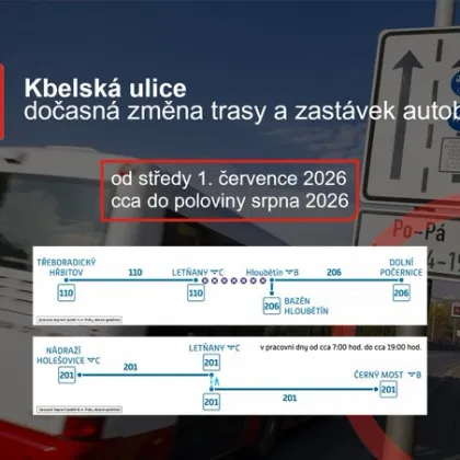 Změny v organizaci MHD kvůli rekonstrukci v Kbelské