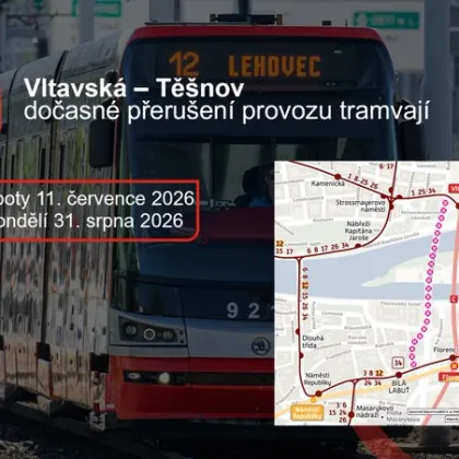Výluka tramvají Vltavská - Těšnov