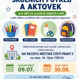 Praha 5 vyhlašuje sbírku školních potřeb