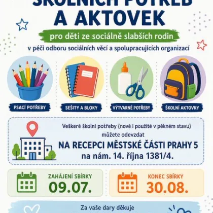 Praha 5 vyhlašuje sbírku školních potřeb