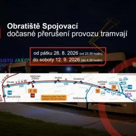 Dočasné omezení tramvají v obratišti Spojovací