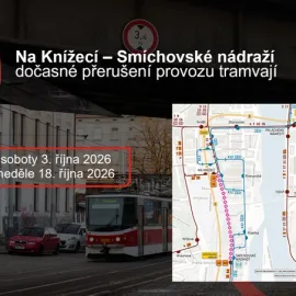 Smíchov čeká několikadenní omezení tramvají