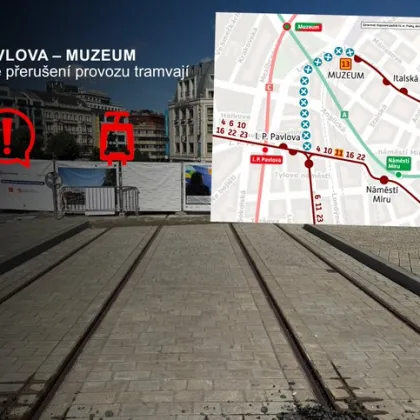 Začíná výluka tramvají u Muzea