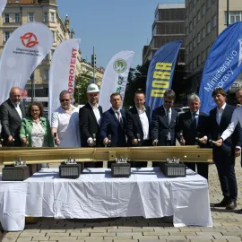 Slavnostní zahájení stavby tramvajové tratě Muzeum