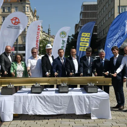 Slavnostní zahájení stavby tramvajové tratě Muzeum