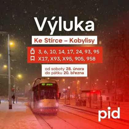 Výluka tramvají v úseku Ke Stírce - Kobylisy
